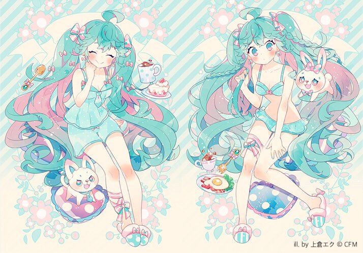 上倉エク Eku Uekura 初音ミク ニッセン コラボオリジナルランジェリーのイラスト を描かせていただきました 爽やかなブルーが印象的な ミクさんイメージの可愛いデザインのランジェリーです よろしくお願いいたします