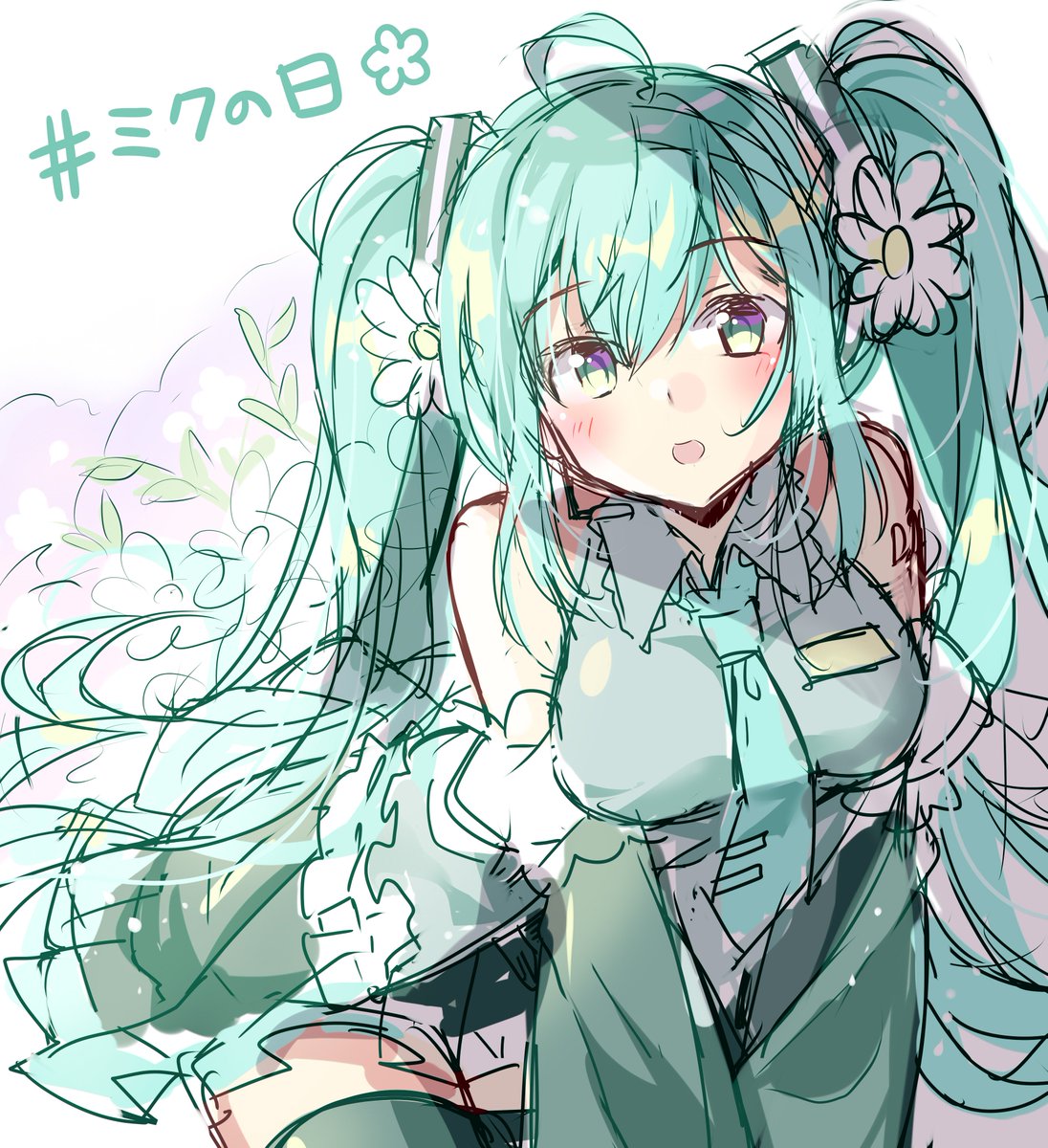 初音ミク 「今日は3月9日なのでミクちゃん描きました～!
#初音ミク
#ミクの日
#ミクの日」|白クマシェイク🐻‍❄️C101 新刊委託中！のイラスト