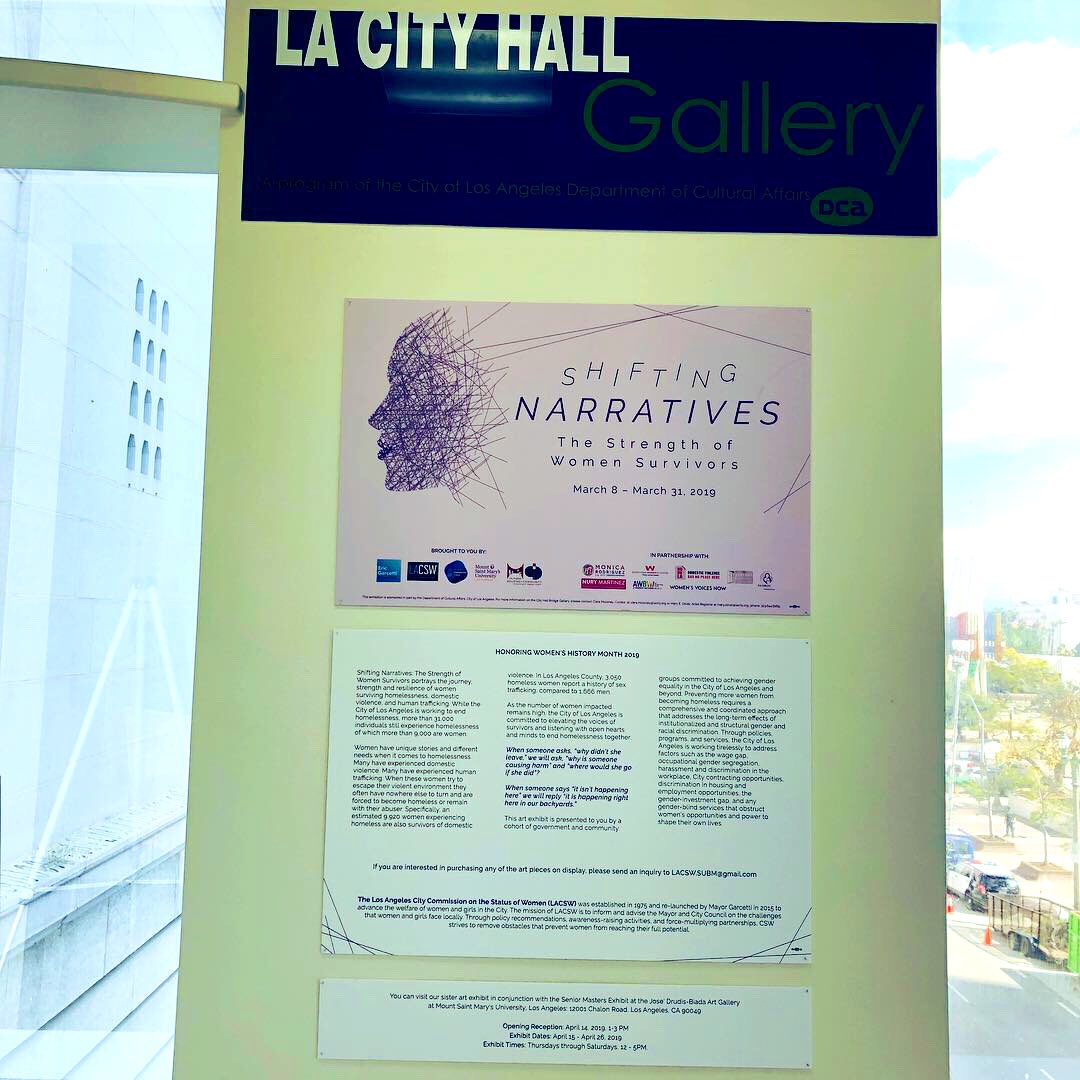 LAHD___'s tweet photo. #HCIDLA’s team, @LACSW @MayorOfLA proud to present: Shifting Narratives The Strength of Women Survivors, an art exhibit to highlight modern day struggles of women #endhomelessness #eradicatedomesticviolence #StopHumanTrafficking ##InternationWomensDay #InternationalWomensDay2019 https://t.co/O4F7dlY47a