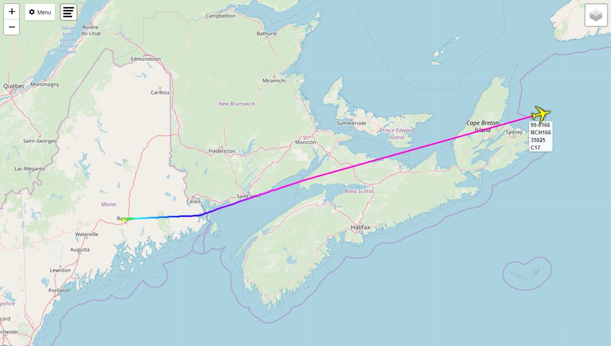 Andy007_SR_A's tweet photo. #USAF ๐บ๐ธ
99-0166 / #RCH166
C-17A Globemaster III from 62nd AW McChord AFB
Departed KBGR, should be en-route EGVA with more B-52 deployment cargo...
a/c flight data from yesterday showing Barksdale > Bangor...๐
@5472_nde @_alphabravo @Su39frogfoot @PaulDArcy1 https://t.co/JqeGR9NDFZ