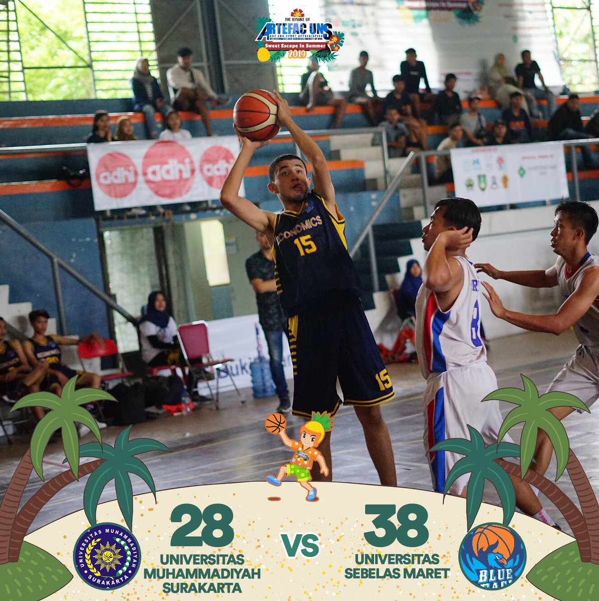 artefacuns's tweet photo. [DAY 1]

BASKET COMPETITION🏀

Full Time
UNIVERSITAS MUHAMMADIYAH SURAKARTA (28) - (38) UNIVERSITAS SEBELAS MARET

Category: UNIVERSITAS
📍 GOR UNS, Surakarta

Man of The Match:
Ali Zaenal Abidin - UNS

#BASKETCOMPETITION
#ARTEFACUNS2019
#LAHIRDANBESAR
#SWEETESCAPEINSUMMER https://t.co/JmdTKmwaWU