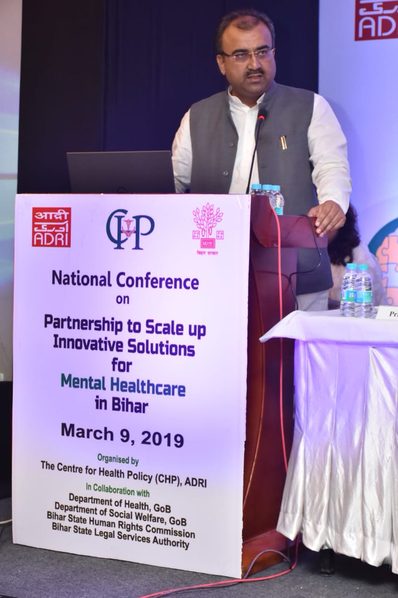 CHP_ADRI's tweet photo. Healthy 'Manas' (#HumanResources) &amp; 'Mansikta' (#psyche) is most important for #development of #Bihar - @mangalpandeybjp hon'ble health minister @BiharGovt 
#Biharmentalhealthconference
#mentalhealth #MentalHealthMatters 
@NitishKumar @BiharNhm @MoHFW_INDIA @nmhp @sanjayjavin https://t.co/XQoYudCMU3