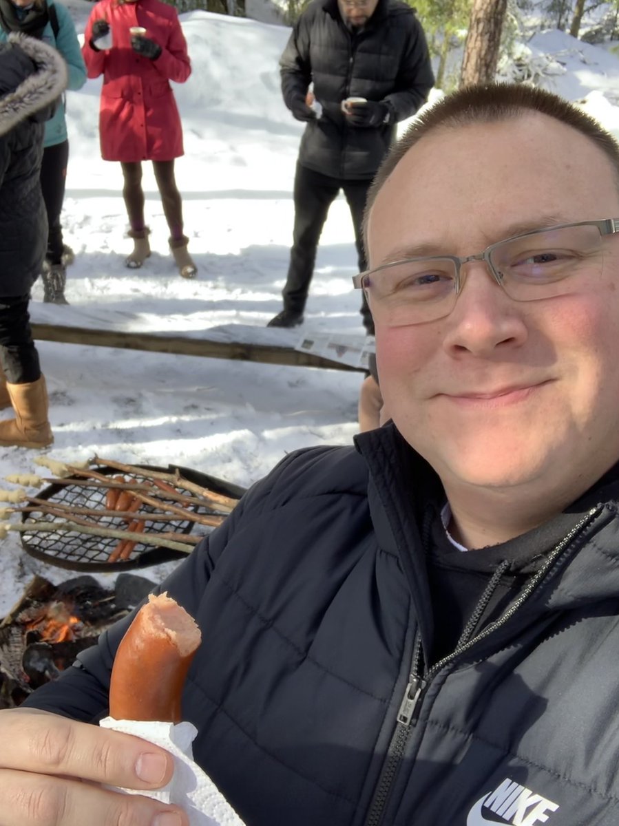 Sausages by the fire, as is the Finnish tradition! #FLGSFinland #FulbrightFinland