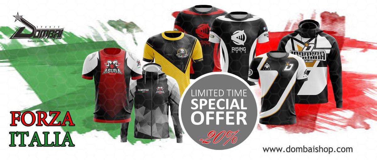 Dombai Sports Europe (@dombai_europe) on Twitter photo An amazing offer for all our Italian teams and fans!
Get 20% discount using the code FORZA ITALIA or follow the link :
🛒 dombaishop.com/discount/FORZA…
Forza Italia Collection : dombaishop.com/collections/fo…
<a href="/iDominaEsports/">iDomina Esports</a> <a href="/note_rising/">Rising Note ASD</a> <a href="/DRKEofficial/">DRKE DarknessOfEvil eSports ASD</a> <a href="/asura_esports/">AsuraEsports</a> An amazing offer for all our Italian teams and fans!
Get 20% discount using the code FORZA ITALIA or follow the link :
🛒 dombaishop.com/discount/FORZA…
Forza Italia Collection : dombaishop.com/collections/fo…
<a href="/iDominaEsports/">iDomina Esports</a> <a href="/note_rising/">Rising Note ASD</a> <a href="/DRKEofficial/">DRKE DarknessOfEvil eSports ASD</a> <a href="/asura_esports/">AsuraEsports</a>