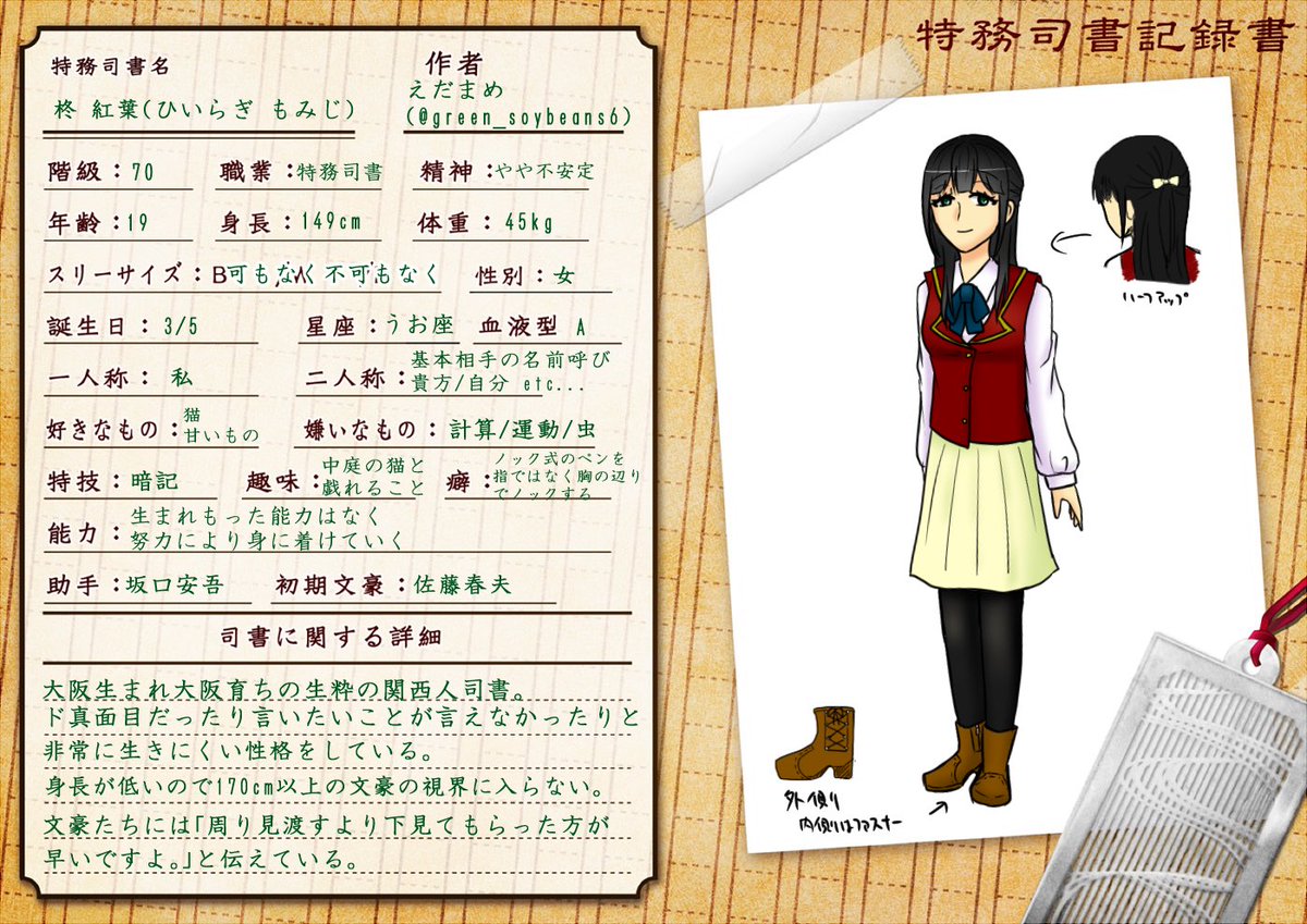 創作特務司書キャラシート Hashtag On Twitter