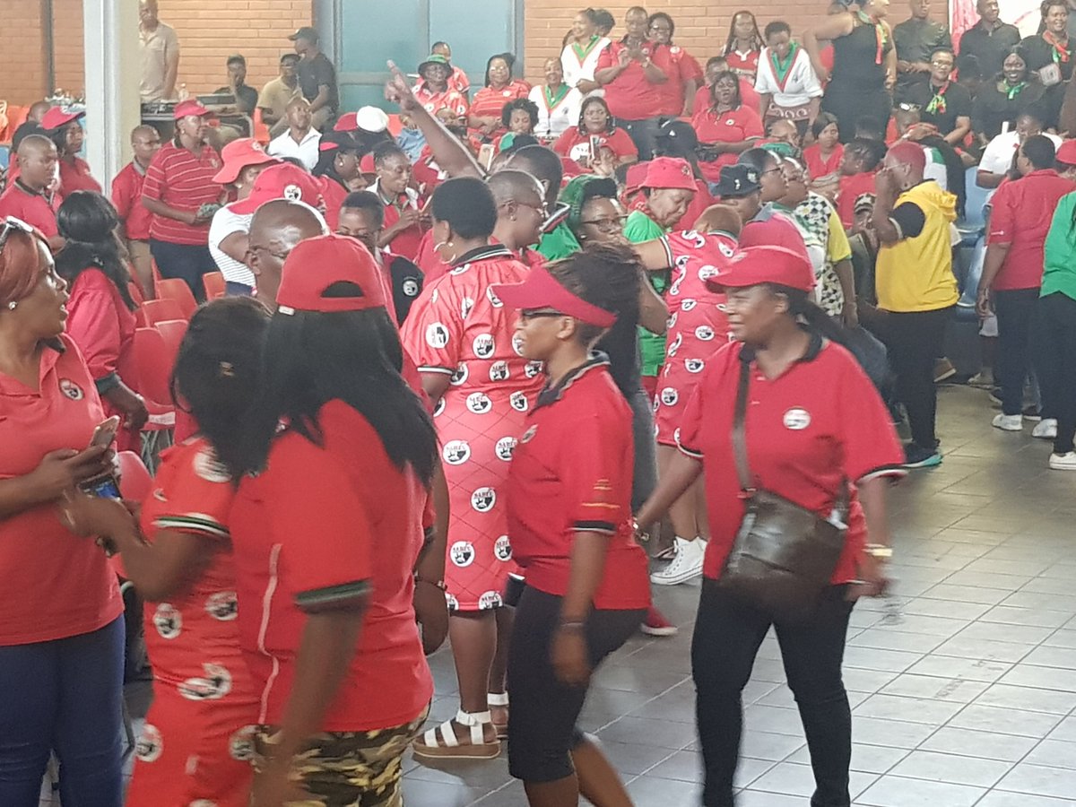 SadtuNational's tweet photo. Basic  Education Minister, Angie Matshekga, ANC NEC member David Mahlobo &amp;Cosatu President, Zingiswa Losi at SADTU'S  #InternationalWomensDay celebration #BalanceforBetter @ Ntsu Secondary School in Bethlehem @_cosatu @SABCNewsOnline https://t.co/YmTAwhZPd4