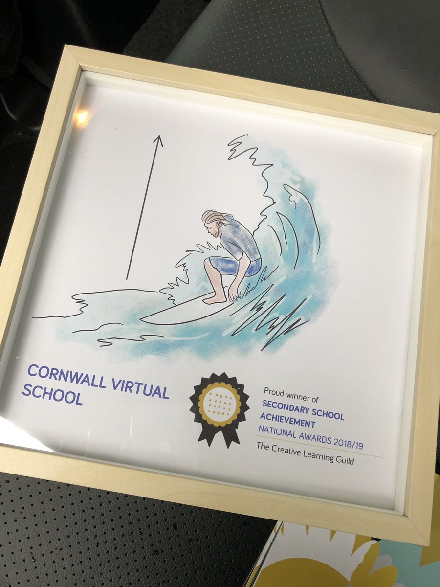 devina29's tweet image. We won the secondary school achievement award @ The Creative Learning Guild National Awards yesterday! We are honoured to be taking this back to Cornwall Council and we love the personalised award 🎉 #CLGAwards #recognised #proudofourteam #becreative  #virtualschools