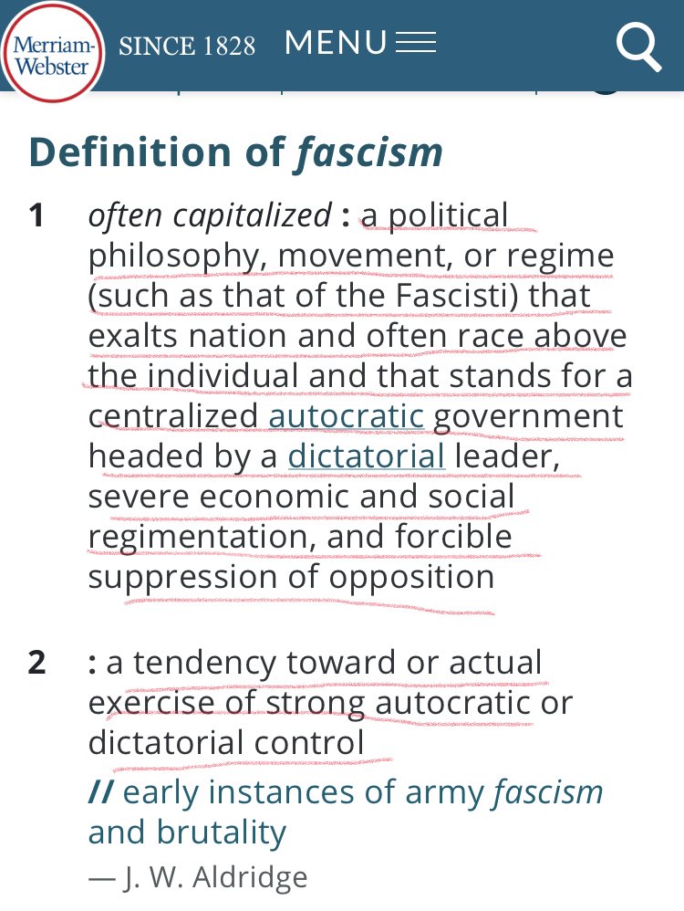 7/n Now let’s first get to Fascist or Fascism.Word 3: FascismIt exalts nation & often race above the individual & that stands for a centralized autocratic gov headed by a dictatorial leader,severe economic and social regimentation & suppression of opposition