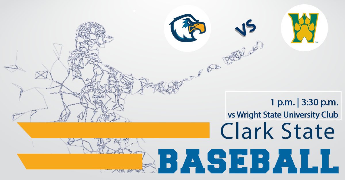 ⚾️GAMEDAY⚾️
🆚  WSU Club Team
📅 Today March 9
🏟 Fairfield Park
📍Fairborn , OH
⌚️11 &amp; 1 (🚨Schedule Change🚨)
#WeAreClarkState #GoEagles 🦅