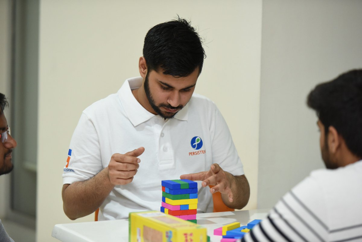 Persistentsys's tweet image. Building blocks of creativity with #jenga @persistentsys...Game on coders! #semicolons19 #hackthon