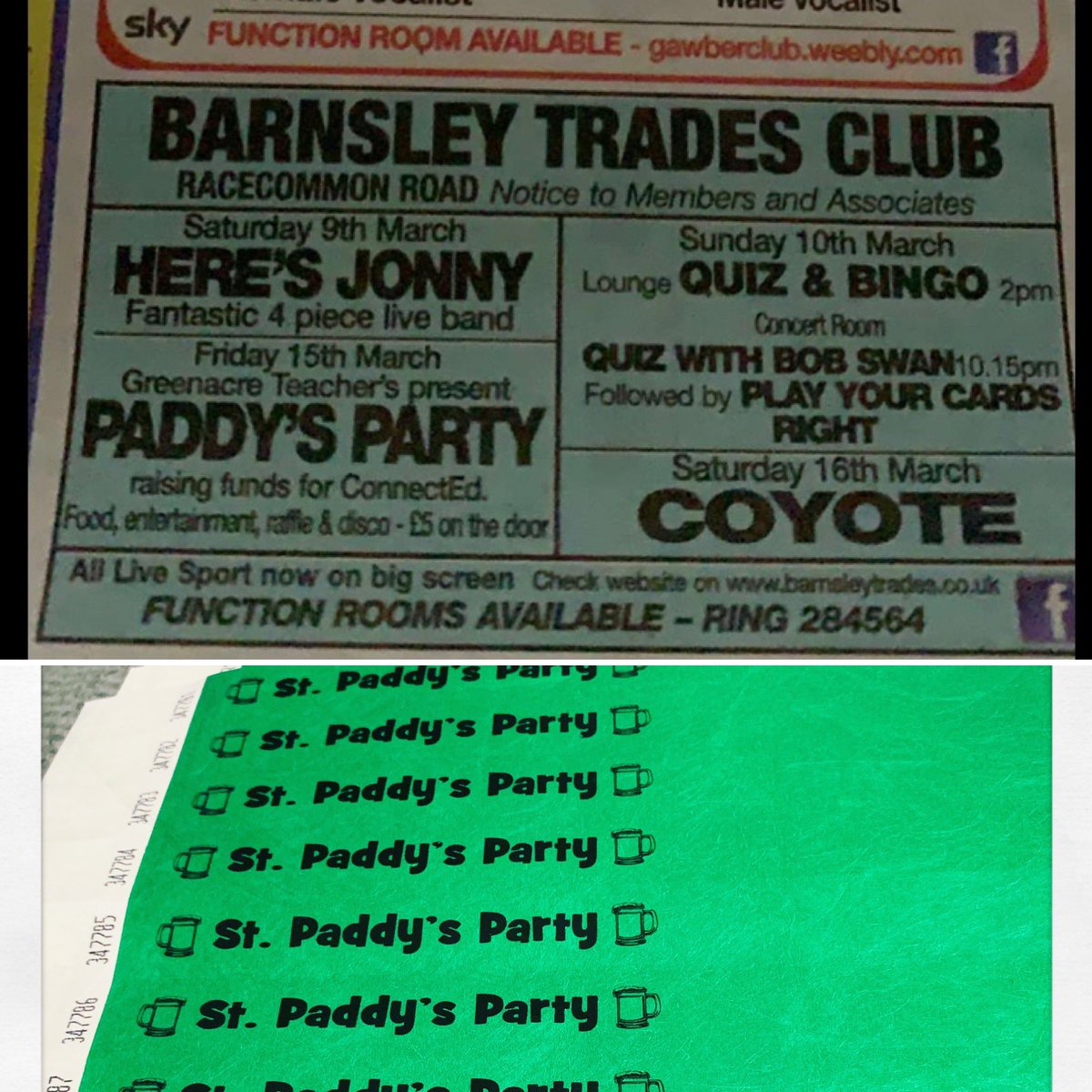 LinkEd0719's tweet photo. So we are in the Chronicle and our wristbands have arrived! Ready for a night of music, food and fun(draising)! #StPaddysParty #Fundraising #Australia19 @ChronOnline https://t.co/D0eyCwBgVs
