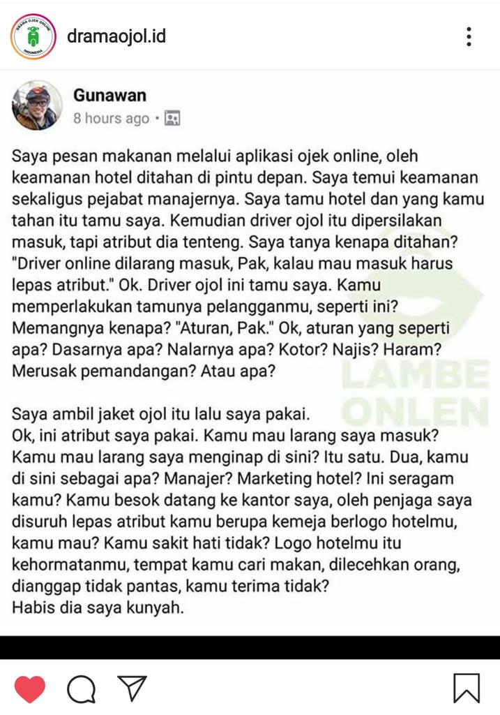 Entah disadari atau tidak, memang terkadang kita lupa cara me-manusia-kan manusia. Salut untuk Pak Gunawan.
