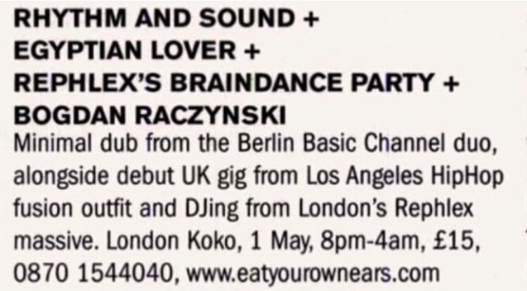 Discipl36278031's tweet photo. That time @bogdanraczynski played with @thegyptianlover and Rhythm & Sound 🔥🔥🔥 #rephlex #basicchannel #rhythmandsound #braindance #ravetillyoucry https://t.co/GJcKqyg0uz