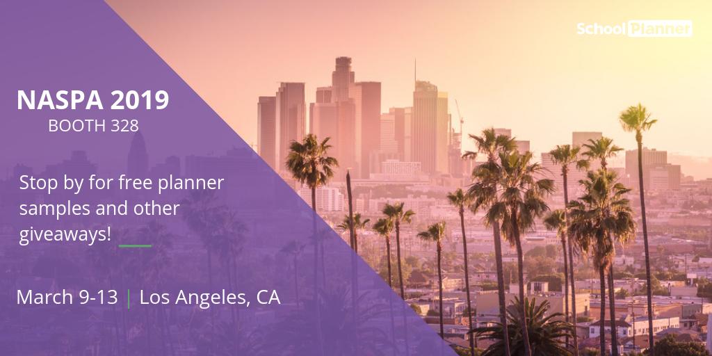 schoolplannerUS's tweet photo. We are looking forward to seeing everyone at the NASPA conference this year! Come visit Emma at our booth for free samples! #NASPA19 #highered https://t.co/faEt2WDeoz