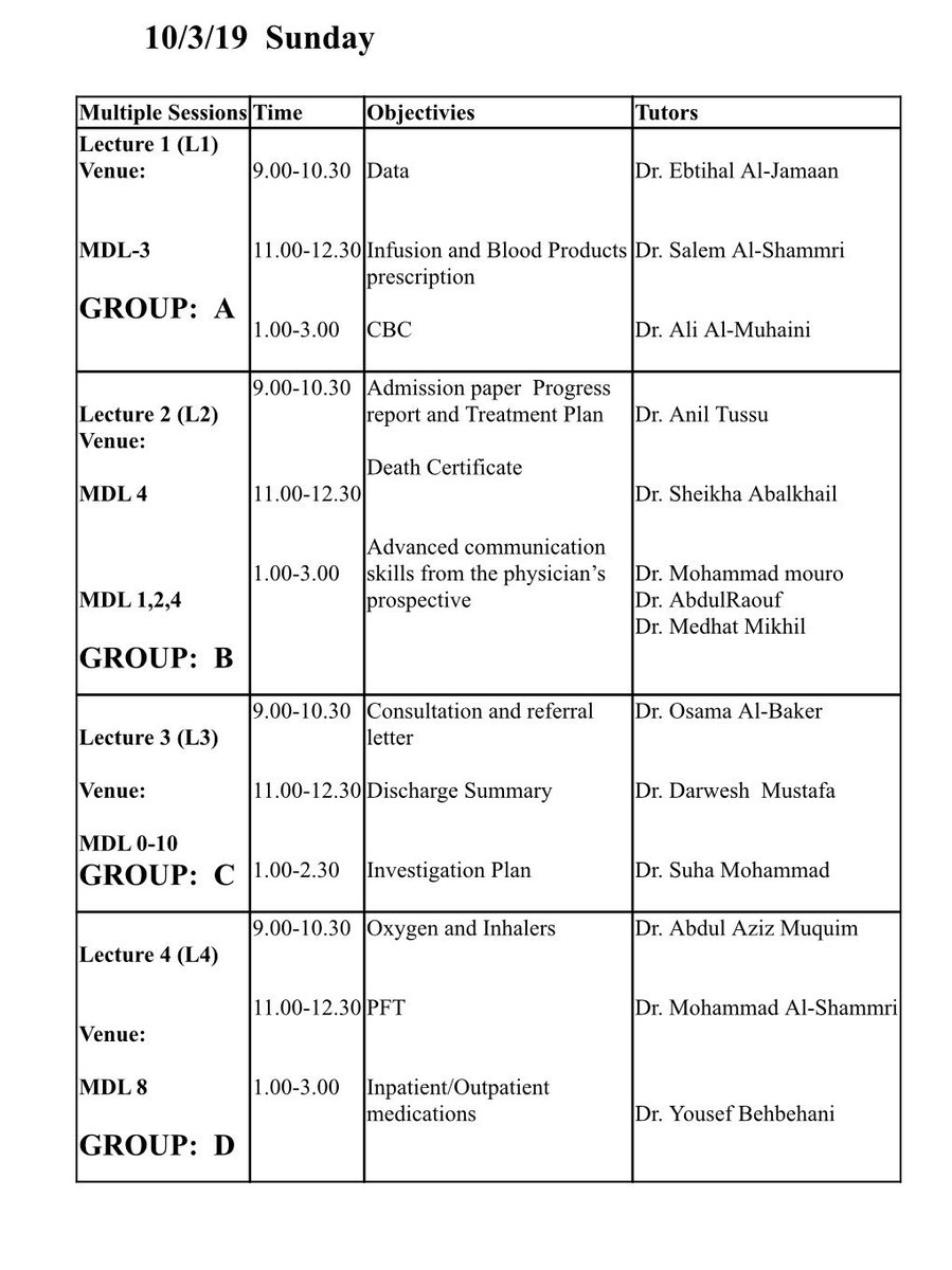batch_2012's tweet image. Tomorrow’s schedule: 
Sunday  10-3-2019