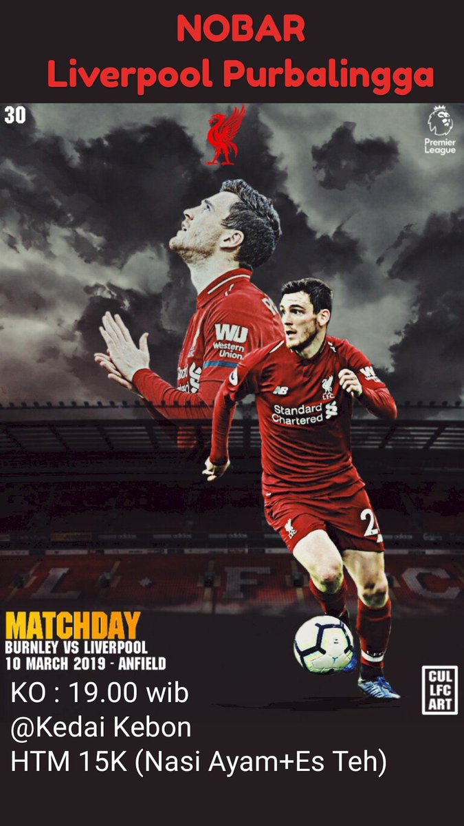 🏆 MATCHDAY
🇬🇧 EPL 30
⚽ ANFIELD STADIUM
📺 NOBAR <a href="/lfc_pbg/">LFC Purbalingga</a>
📆 MINGGU, 10/03/2019
⚽ LIV - BUR
🕙 K.O 19.00 WIB
☕ VENUE : Kedai Kebon
👕 DC : ALL ABOUT LFC / BIGREDS

#LIVBUR
#YNWA
