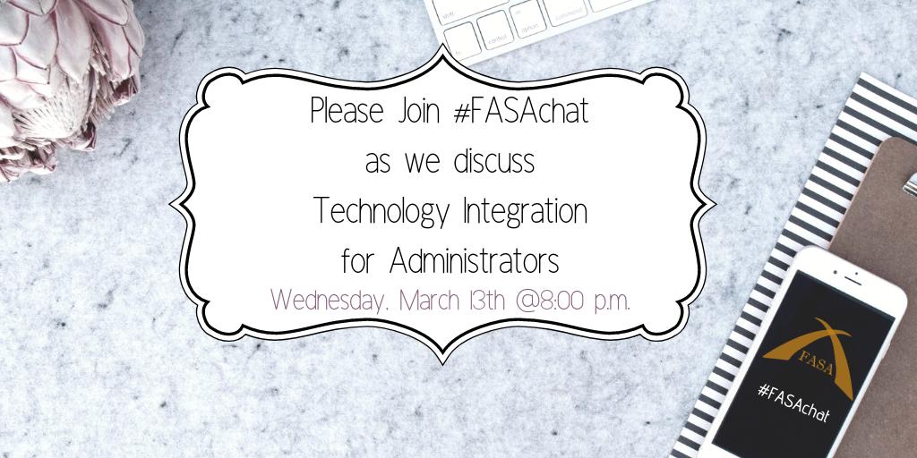 The_Groffice's tweet photo. I'll be moderating #fasachat on Wednesday night. Please join me and my fellow Florida admin while we discuss tech integration in our schools, offices, and classrooms! #ecsdfl #ownyourimpact https://t.co/62iscrJFqn