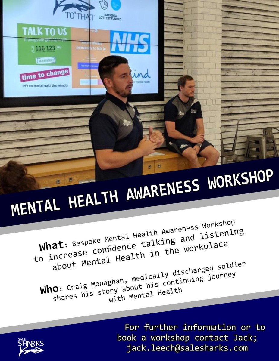 SaleSharksFdn's tweet photo. 🦈 | Mental Health

We’ve been delivering our #BallsToThat awareness workshop for 18 months

👋🏼 Junior Doctors @NHSBolton
👋🏼 Senior Academy Players @SaleSharksAcad
🗣 @DennySolomona sharing

We’ve all got Mental Health however we don’t all talk about.. now is your chance 

🦈🏉 https://t.co/YMPEoAIBpk