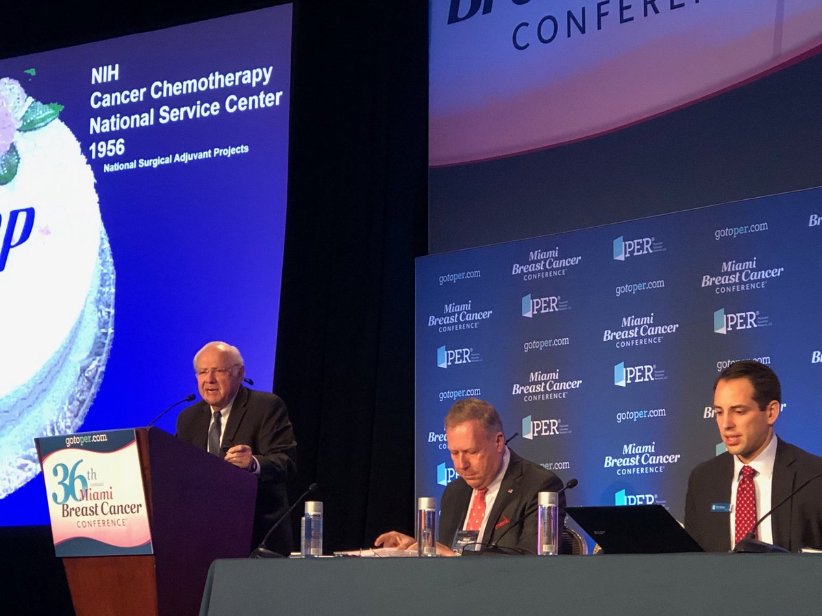 donnashort's tweet photo. 60 years and still going strong @NSABPFoundation but are we still relevant? Says #giantsofcancer Dr Norman Wolmark @gotoPER #miamibreast with chair @PatrickBorgenMD and president @philtalamo @TempleUniv @MaimonidesMC https://t.co/hRPKlnssxI