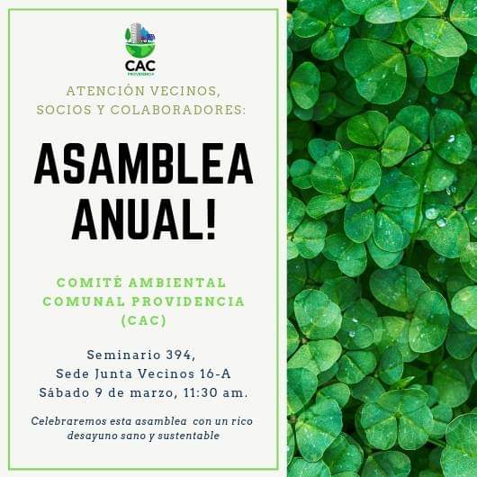 Si eres vecino/a de <a href="/Muni_provi/">Muniprovi</a> y te importa el medio ambiente, te esperamos HOY 11:30 Tu asistencia es muy importante! #ASAMBLEACACPROVIDENCIA *Seminario 394, Sede Junta de Vecinos 16A