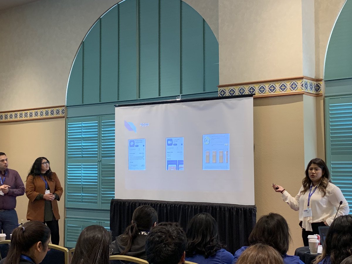 Our DLE Bilingual Education Student Organization (BESO) students Liz Serrano, Ed Bhagwandeen, and Carolina Gabriel, presenting on “Bilingual Special Ed Technology” at the National Association for  Bilingual Education conference 2019. You make us proud!!