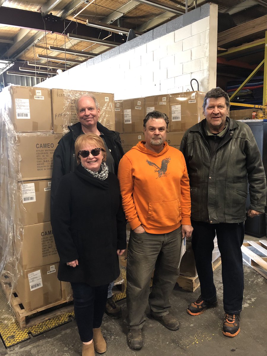 ToastyToesWR's tweet photo. This morning I had the joy of thanking Sharp Transportation in Cambridge for trucking nearly 9000 pairs of socks from Montreal for #ToastyToes2018 There were FOUR full skids being picked up by @Workingcentre for distribution locally. 
#StayGenerous
#DoMoreGood https://t.co/oMLoa79ETM