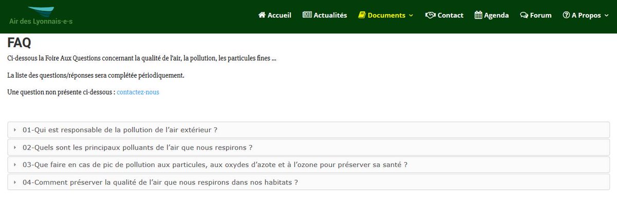 Notre site s'enrichit d'une FAQ. Elle sera bien entendue régulièrement complétée. #airlyon #pollution