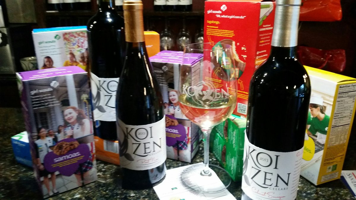 What a Pair! Girl Scout Cookies &amp; Wine!  Tasting Flights Sat 3/9 all day 5 wines, 5 cookies $15 #koizencellars #girlscoutleader #craftwine #girlscoutcookies #wine tasting Last Day!