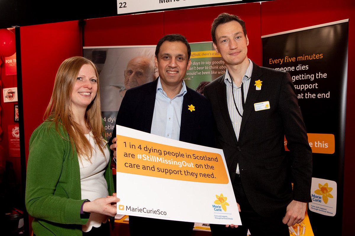 MarieCurieSCO's tweet photo. Thank you @AnasSarwar for visiting our stand at @scottishlabour #ScotLab19 today and supporting our campaign to ensure those #StillMissingOut in Scotland get the care they need at the end of life https://t.co/cmMZlxkpa4