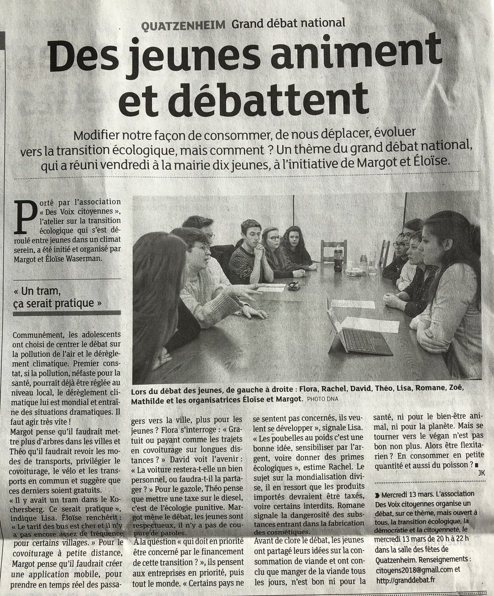 utard_phutard's tweet image. Retour sur la soirée #GrandDébatNational mené par et pour des jeunes. Dans la presse du jour. #Kochersberg #citoyenneté