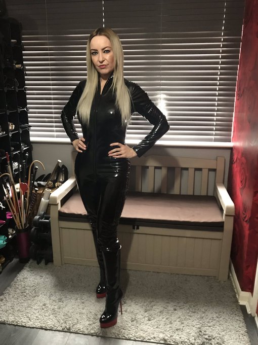 Slave photo! #PVC #catsuit and #PVC #boots 🖤 https://t.co/ElWuog6RfA