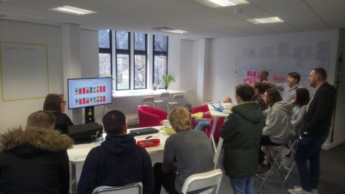 SheffieldData's tweet photo. Sharing what we've been finding out in the latest 'sprint' at the #SheffDataforGood data hack with @RoundaboutSheff. All #volunteers. All so open and generous with their skills, time and experiences. Incredible stuff, #Sheffield. One more hour to go... #dataforgood https://t.co/9v1RbHhhkk