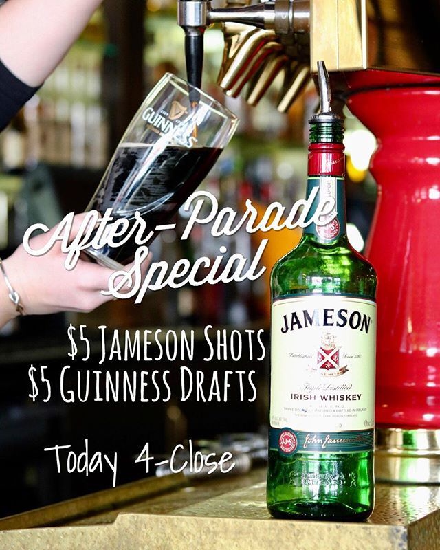 GrantsWH's tweet photo. Come join us after the parade to celebrate St. Patrick’s Day early! $5 Jameson shots and $5 Guinness drafts, 4 pm to close! ☘️🍺
.
#getshamrocked #westhartford #stpattysday #cteats #chefbillygrant https://t.co/E18zyS2Aqr