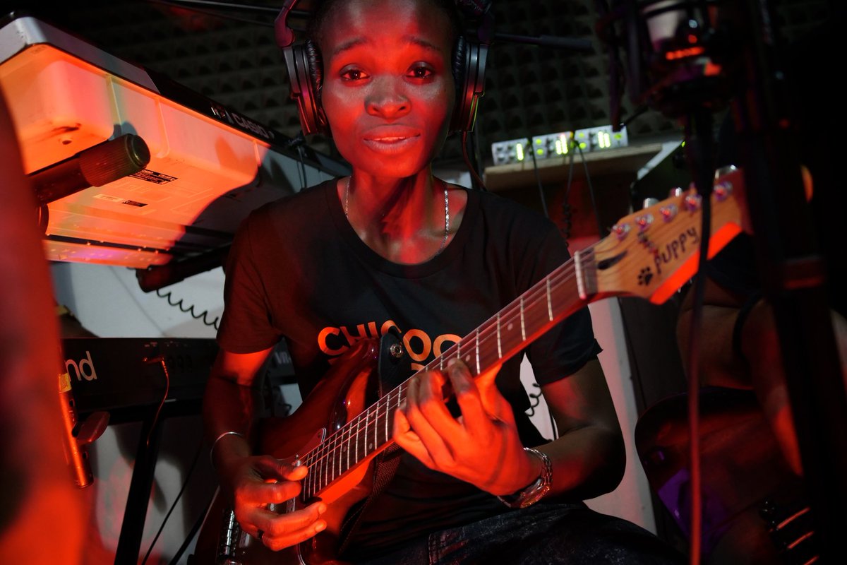 chicocoradio's tweet photo. #InternationalWomensDay all week here at Chicoco, featuring a few of the amazing young women who move us. First up is Denny, a #ChicocoSounds guitarist, who picked up a guitar just two years ago and set it alight: ๐ธ๐ฅ #GirlsWithGuitars https://t.co/Eye14z4imi