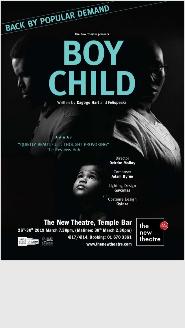 Friends, Family, Frenemies, Strangers, BOY CHILD is back 👏🏿👏🏿👏🏿. If you didn’t see it last year as part of the Fringe festival then here’s your chance. If you did then come back and expect a different and even better show.
Dates: March 26th-30th,
Venue: The New Theatre