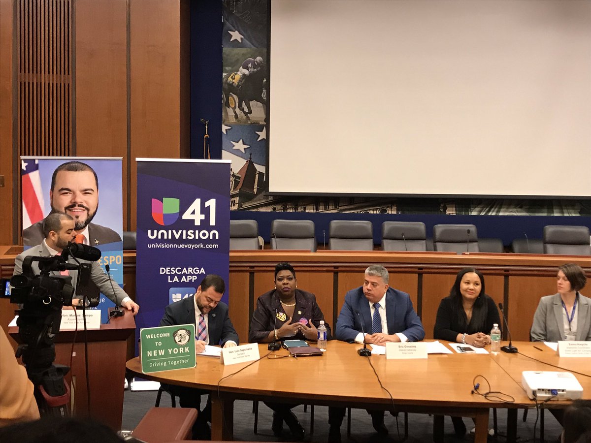 jilleroche's tweet photo. Important panel on importance of #greenlightNY to ensure all NY’ers, regardless of immigration status, have access to drivers Licenses. This bill makes sense economically, for community safety, and dignity for all.  Thank you @MarcosCrespo85 @LuisSepulvedaNY #somos2019 https://t.co/bEfKrpBSrR