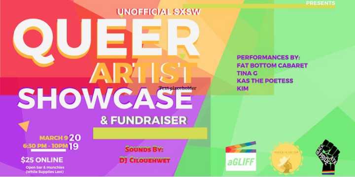 rsvpster's tweet image. 6:30PM-10PM: Join @aGLIFF, Austin Black Pride, and @Raasininthesun for their UNOFFICIAL #SXSW Queer Artist Showcase &amp;amp; Fundraiser! rsvpster.com/party/unoffici…