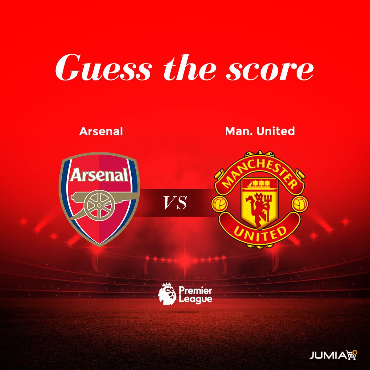 Mild tøve Skuespiller Jumia Nigeria på Twitter: "Guess The Score! Arsenal Vs Manchester United  ⚽️⚽️ Can you correctly predict the final score of this fierce big match 😎?  Reply &amp; RT #ARSMUN https://t.co/wlPumnAg76 https://t.co/XlC7Oqnco7" /