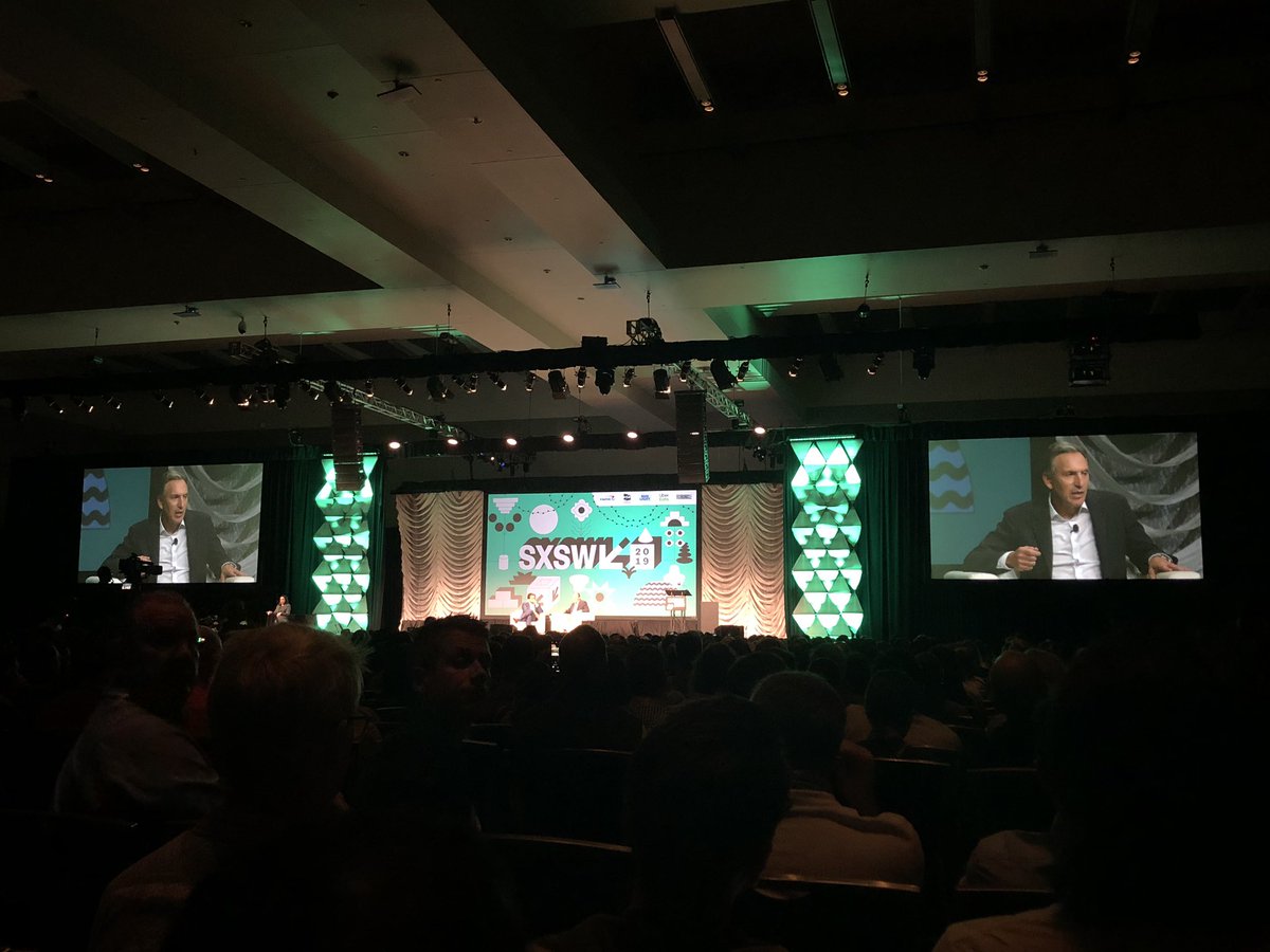 JonnyKelly's tweet photo. Early Saturday start in Austin. Mr Starbucks, Howard Schultz will get things moving. Could he be the next President? #sxsw2019 https://t.co/8cYhAAXCVr