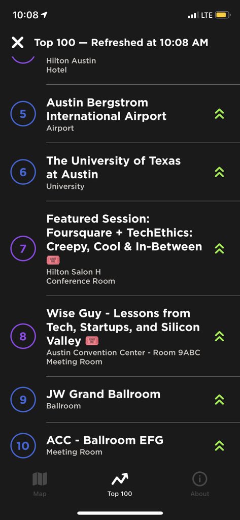 ritayutingwang's tweet photo. Cool feature #FSQHypertrending launched in #sxsw2019 where you can shake your phone and see real-time, aggregate data on trending locations and events. https://t.co/11EYiXbL54