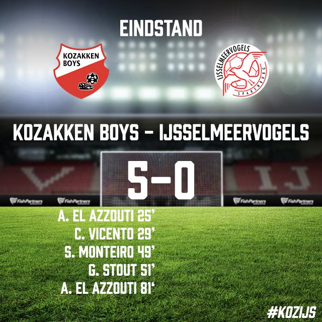 AFGELOPEN | IJsselmeervogels verliest met maar liefst 5-0 van Kozakken Boys. Deze maar snel vergeten en door naar volgende week, als Katwijk op bezoek komt. Een fijn weekend en tot volgende week. #kozijs #ijskat