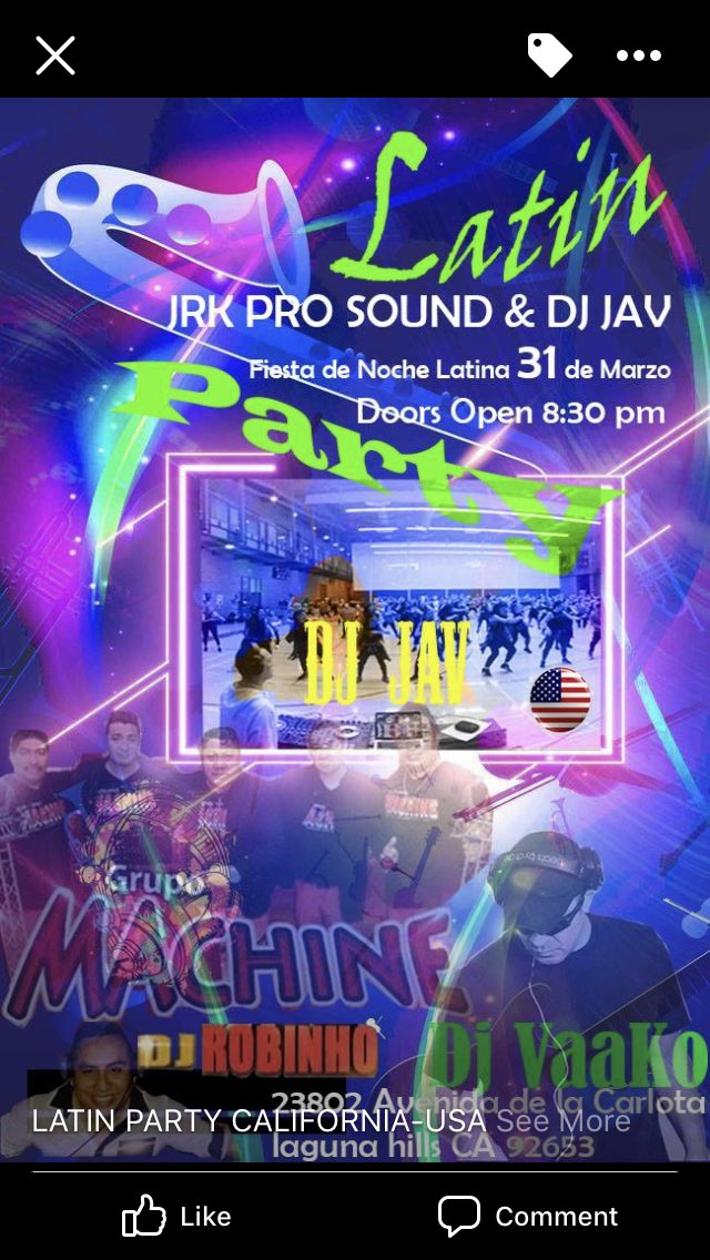 March 31, I will be playing my Prime Latin Set ( cumbias, salsa, 3ball, merengues, rock Spanish, Latin pop )8:30 to 9:30 pm, join me this night, you will be dancing all night I promise, see you soon.
