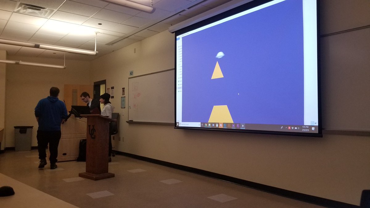UGDClub's tweet photo. At today's meeting, some students showed off their work for the club's Warioware-esque project, Overtime Overdrive.
Here's a game where you have to complete the pyramids! https://t.co/H3n5kv88TK