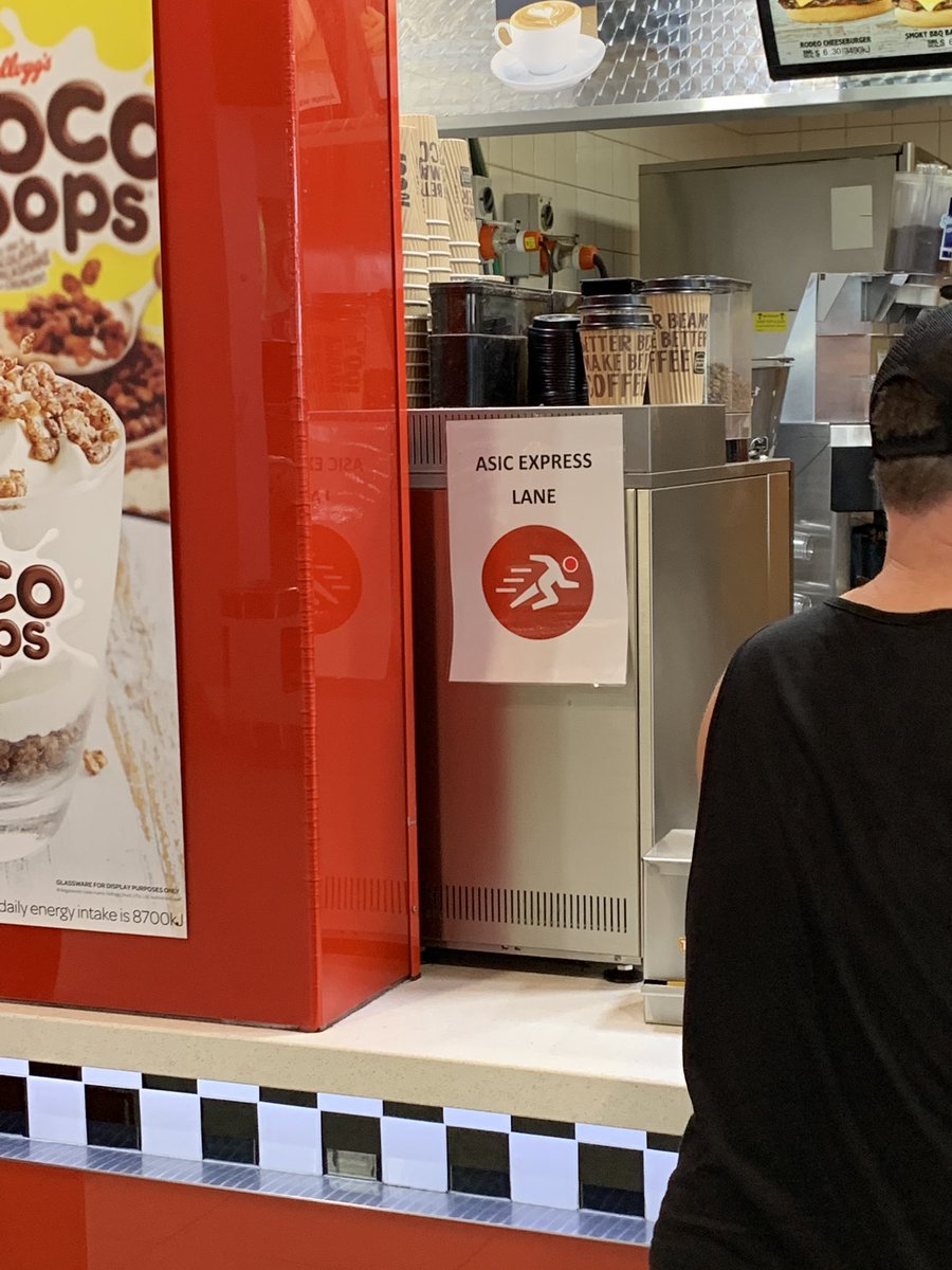 At Hungry Jacks Gold Coast airport.. makes sense that ASIC would need an express lane given all the frauds to investigate up here.. $BLA $HML
