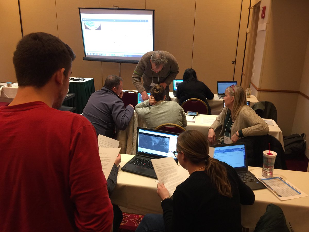 GOESguy's tweet photo. .@WxSatChat teaching part of the @UWCIMSS @NOAASatellites #goes16 #goeseast #GOES17 #goeswest demo at the #WSST - Wisconsin Society of Science Teachers - conference @MononaTerrace using https://t.co/CBmhJzhJQX #WIwx https://t.co/k3kIezuDyZ https://t.co/SPmBvhgw2V