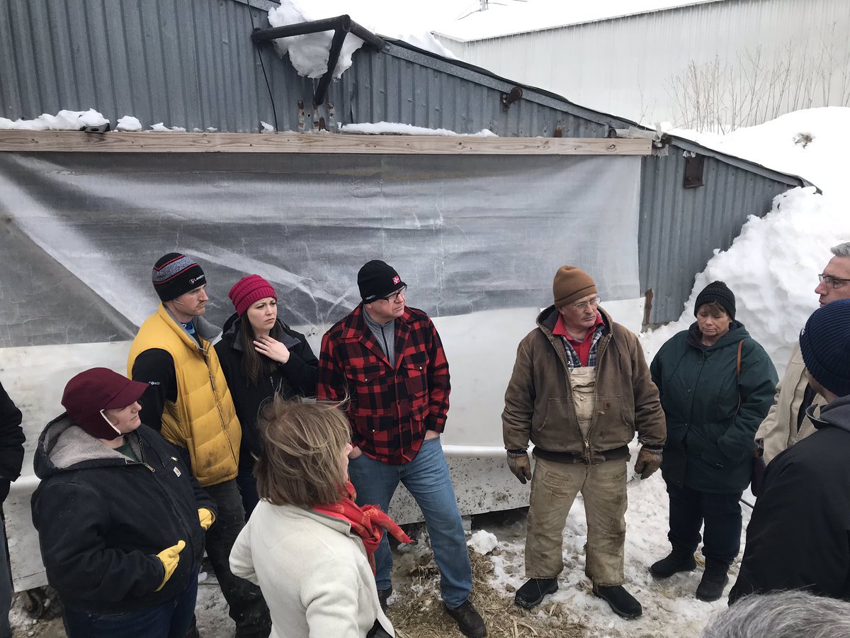 mnmilk's tweet photo. Thanks to @GovTimWalz @SenTinaSmith @RepPoppe @SenatorGoggin @SteveDraz @afvaubel and more for viewing #snow #dairy farm damage at Rob and Katie Kreidermacher’s farm in Altura. Looking forward to working on help &amp; solutions. #mnleg #mnag #mnwx https://t.co/dFNgyvmnH2