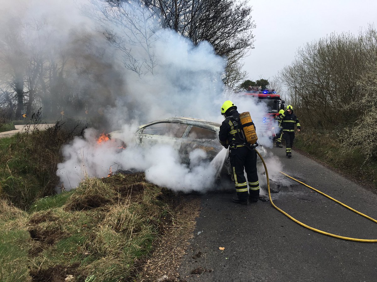 LimerickFire's tweet photo. Earlier today we attended this car fire  near #meelick village with @GardaTraffic #carfire #firefighters #limerickfire https://t.co/wHjHTwtM9t