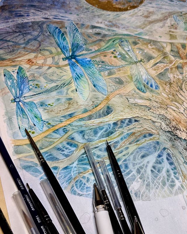 Tangled branches and flying things. A peek at what I am working on for my upcoming show 'Awaken' at @havengallery in a few weeks.
#dragonflyart #dragonfliesinart #havenartgallery #havengallery #surrealart #surreal #dreamlike #dreaming #enchantment #water… ift.tt/2w3Hzym