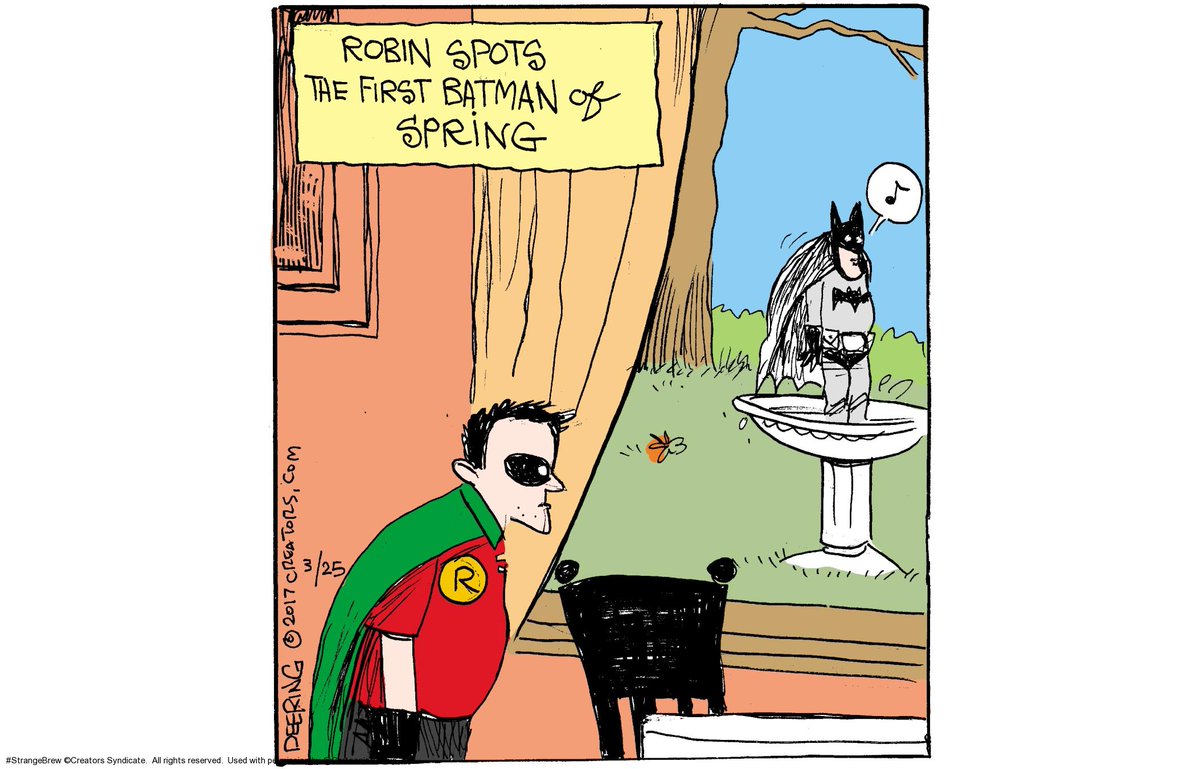 cartoonistgroup's tweet photo. #Spring is just around the corner!
By #JohnDeering #StrangeBrew
https://t.co/attrQrAn64
#FirstRobinOfSpring #Springtime #HolyBirdbathBatman https://t.co/cFt2mGG61j
