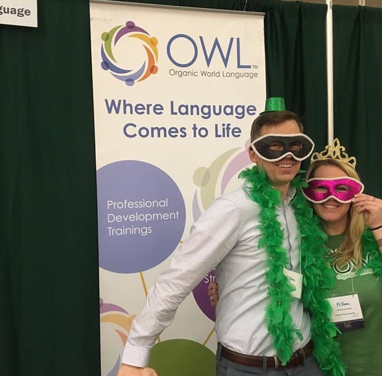 OWLanguage's tweet photo. Rise &amp; Shine! It’s day 2 of @FLAGeorgia #flag19! Stop by our booth and say hi, learn about our awesome Bootcamps this summer and find the right PD for you! #alwaysagoodtime #joyfullearning #owllove #proficiency https://t.co/aGVbOCWolz